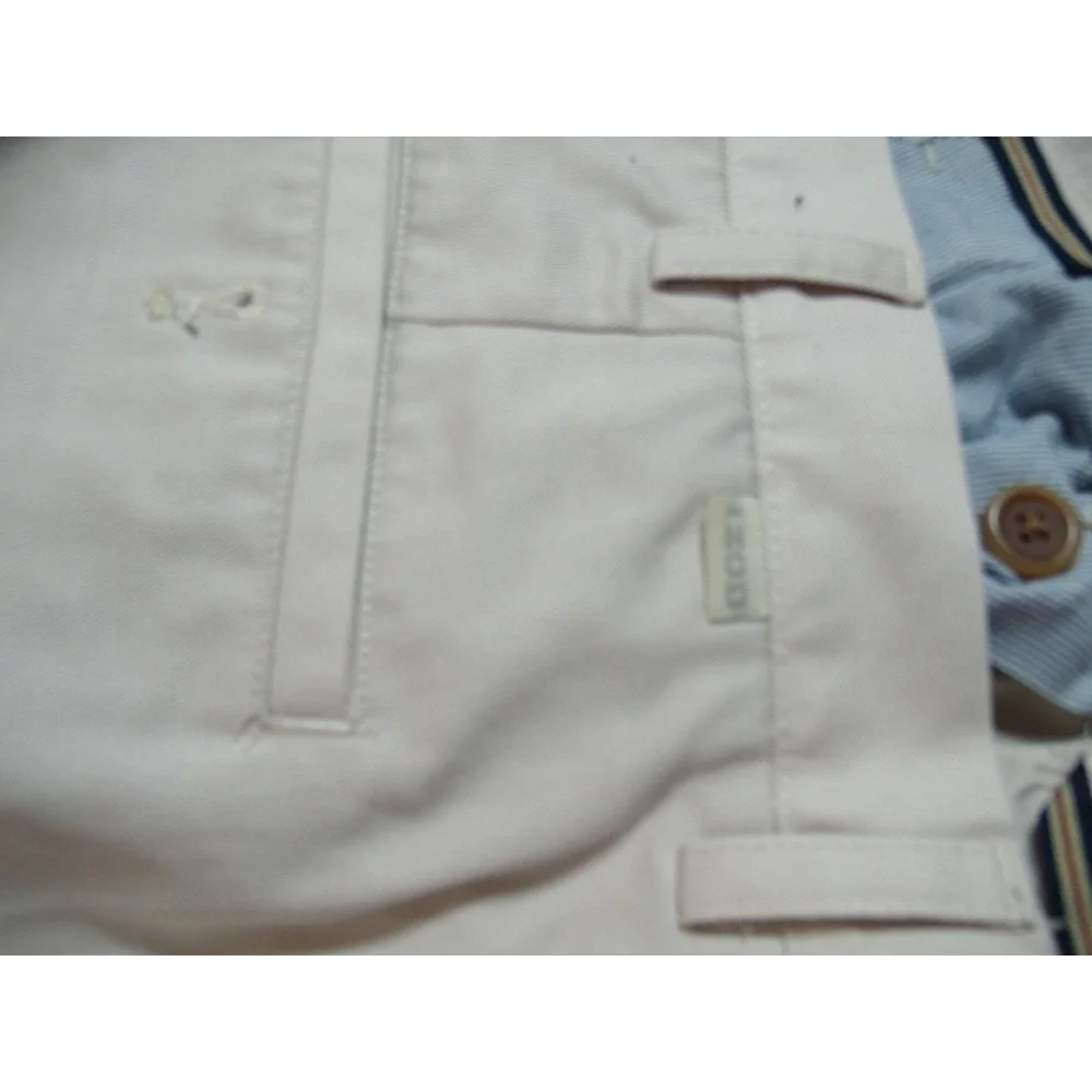 IZOD Mens 36x30 Beige Pleated Chino Comfort Cuffed Straight Leg Work Dress Pants